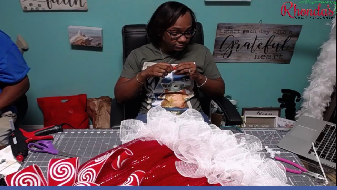 LET'S MAKE A SANTA HAT DECO MESH WREATH LIVE