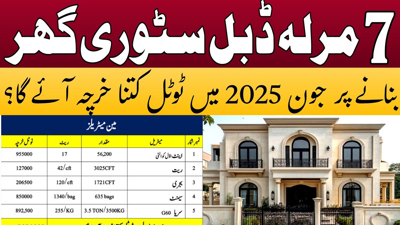 7 marla house construction cost in june 2025 | 7 marla double story house construction cost 2025