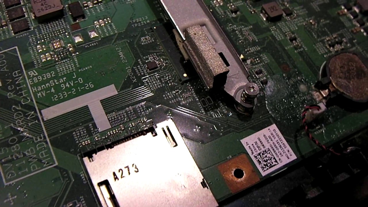 Severe laptop motherboard damage caused by drink spill