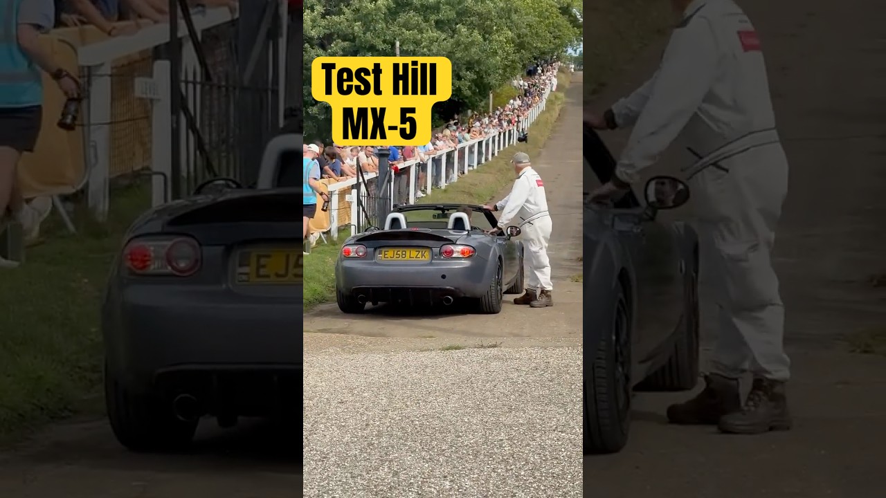 Mazda MX 5 sends it up the test hill at Brooklands Museum!
