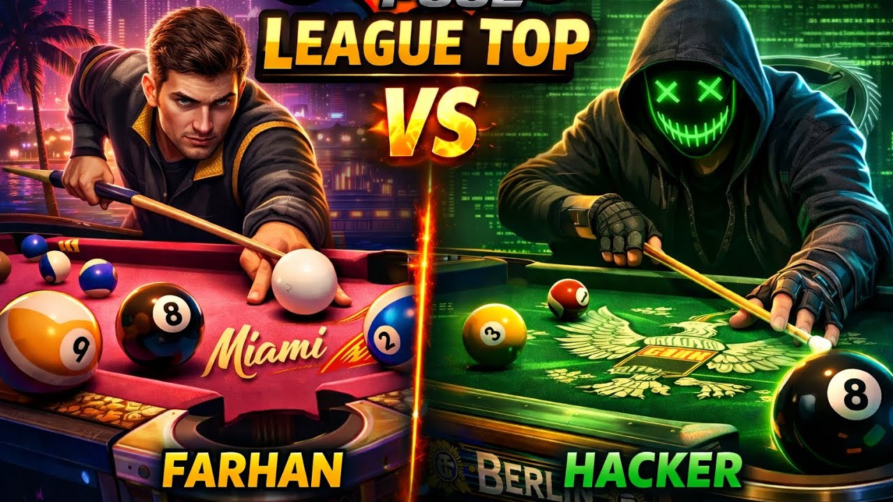 League Top against Hacker 😱 | 8 Ball Pool Berlin Table | 