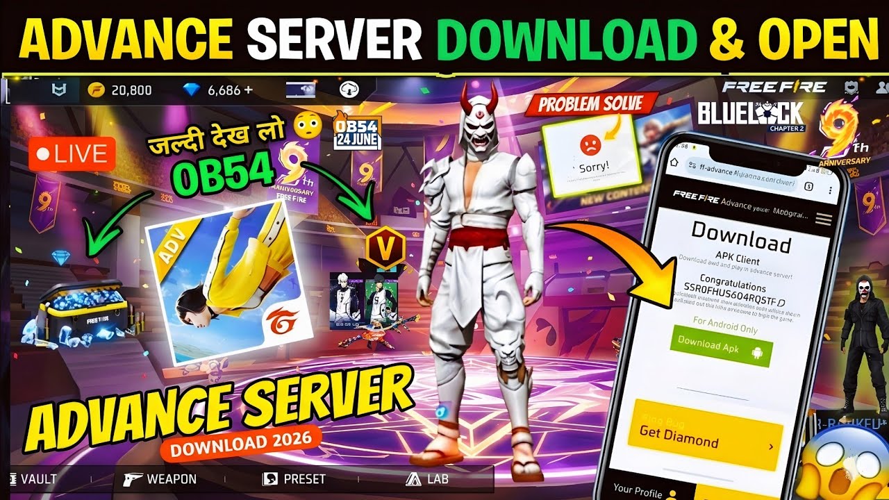 How To Download Advance Server Free Fire🤯| Ob54 Update Free Fire | ff advance server activation code