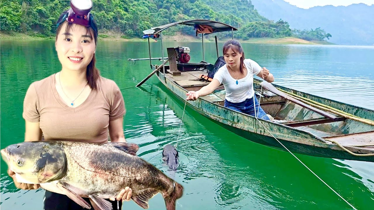 Living off grid, 365-day off-grid life on a deserted island, building houses and catching big fish