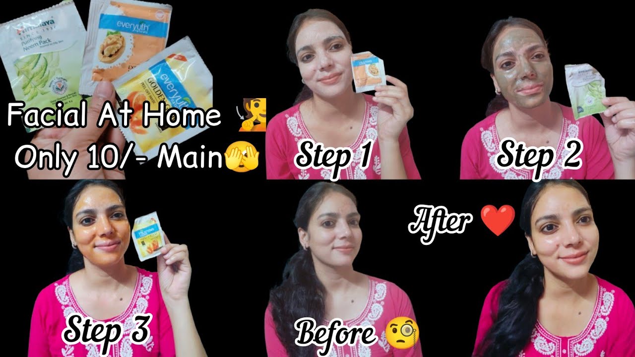 सिर्फ 10 ₹ में सबसे सस्ता फेशियल | 3-Step Facial at Home *Everyuth Pouch* Karwachauth/Diwali GlowUp🧏