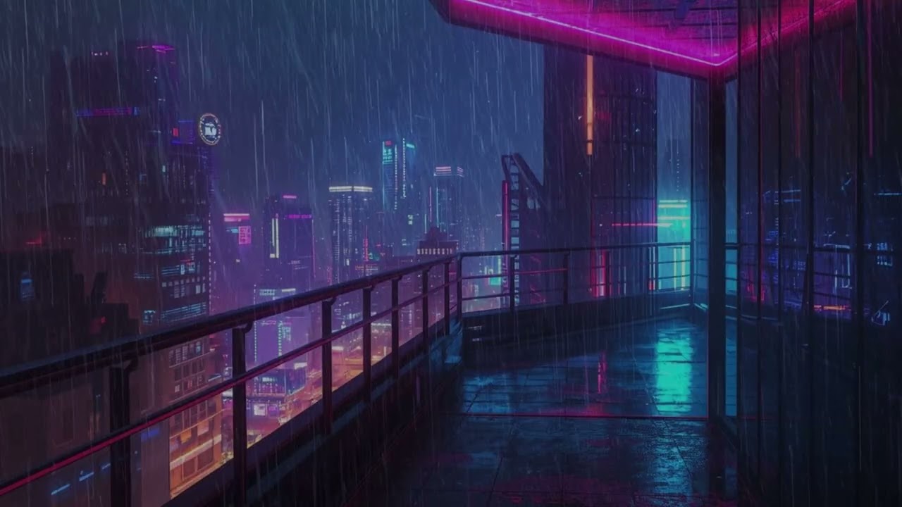 12 Hours | Neon City Rain 🌧️🌃 | Deep Sleep Ambience + Night Rain Sounds (No Mid-Rolls)