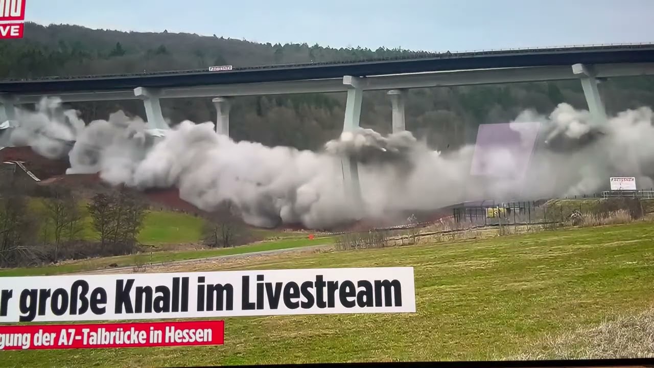 Sprengung A7 Thalaubachtalbrücke 