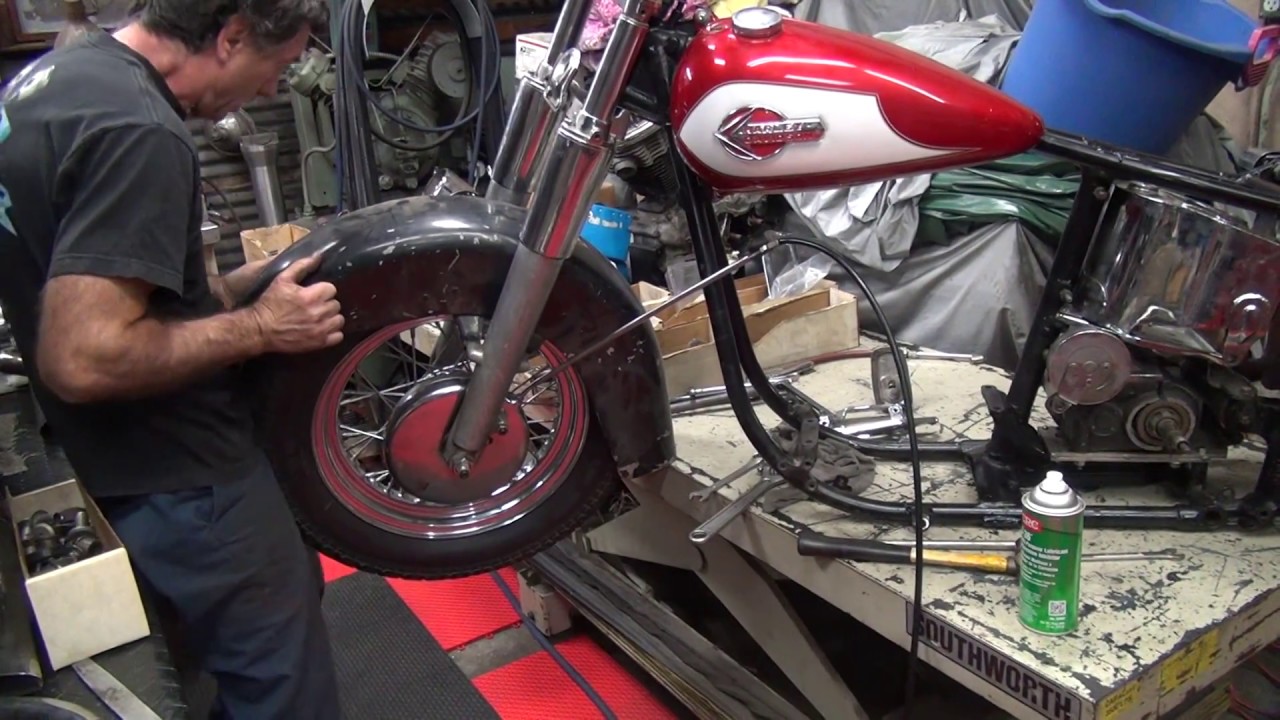 #104 1950 & 1959 panhead bike mock-up harley parts hunting at tatro machine shop tour