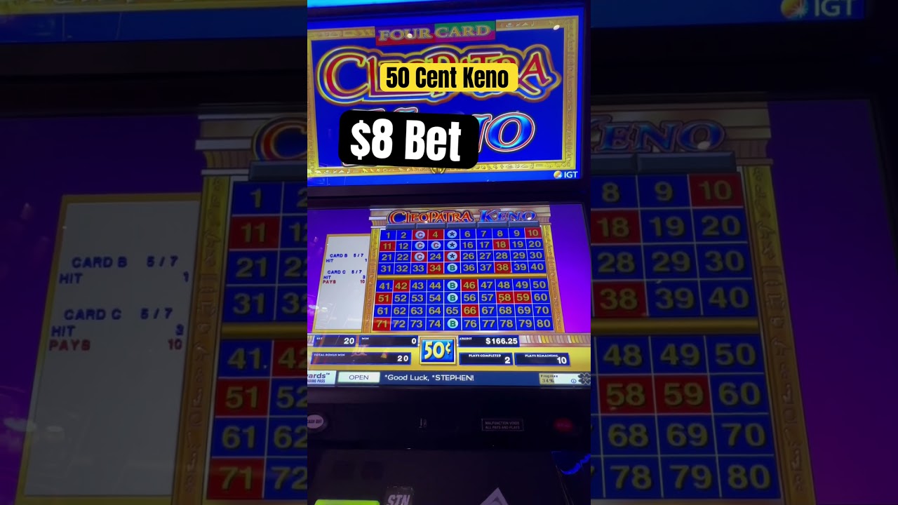 Big keno winner. $8 Bet Fifty Cent Denom. 160 Coin Hitter￼