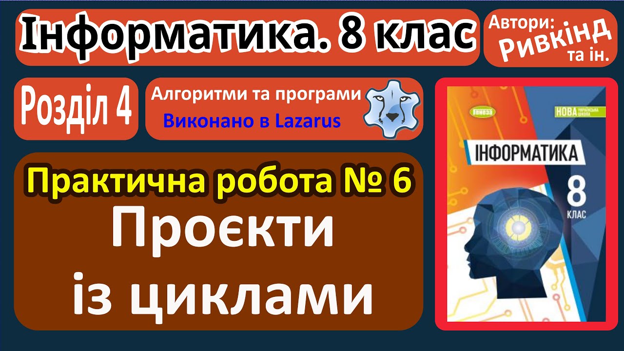 Практична 6. Проєкти із циклами (Lazarus) | 8 клас | Ривкінд