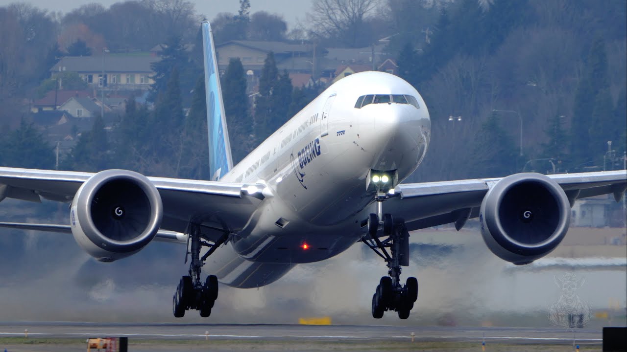 Boeing Company 777-9 Takeoff From Boeing Field