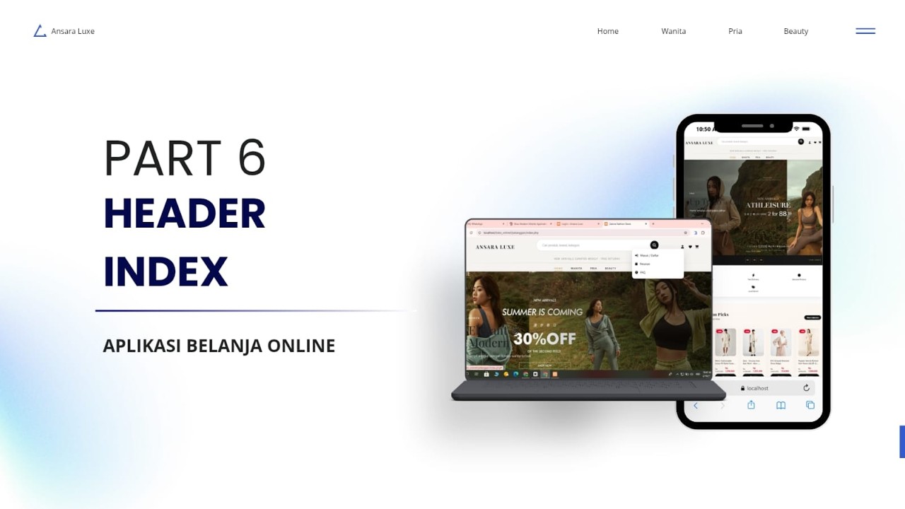 Website Aplikasi Toko Online - Sistem Toko Online - Part 6 - Header dan Index