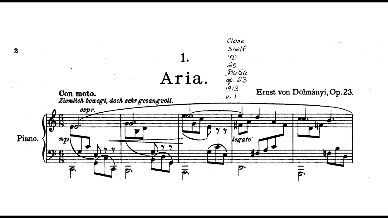 Ernst von Dohn&aacute;nyi: Aria, Op.23/1