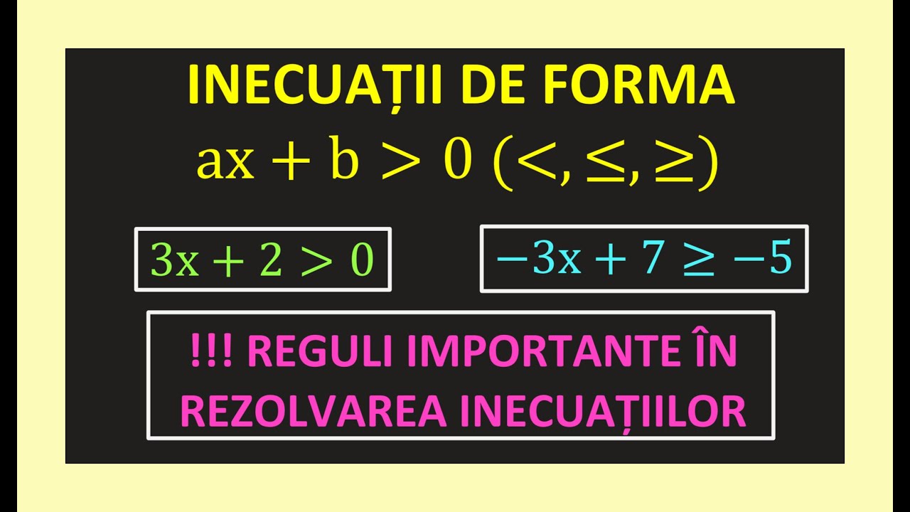 INECUATII GRADUL I IN R N Z DE FORMA ax+b CLASA 8 MATEMATICA EXERCITII REZOLVATE EVALUARE NATIONALA