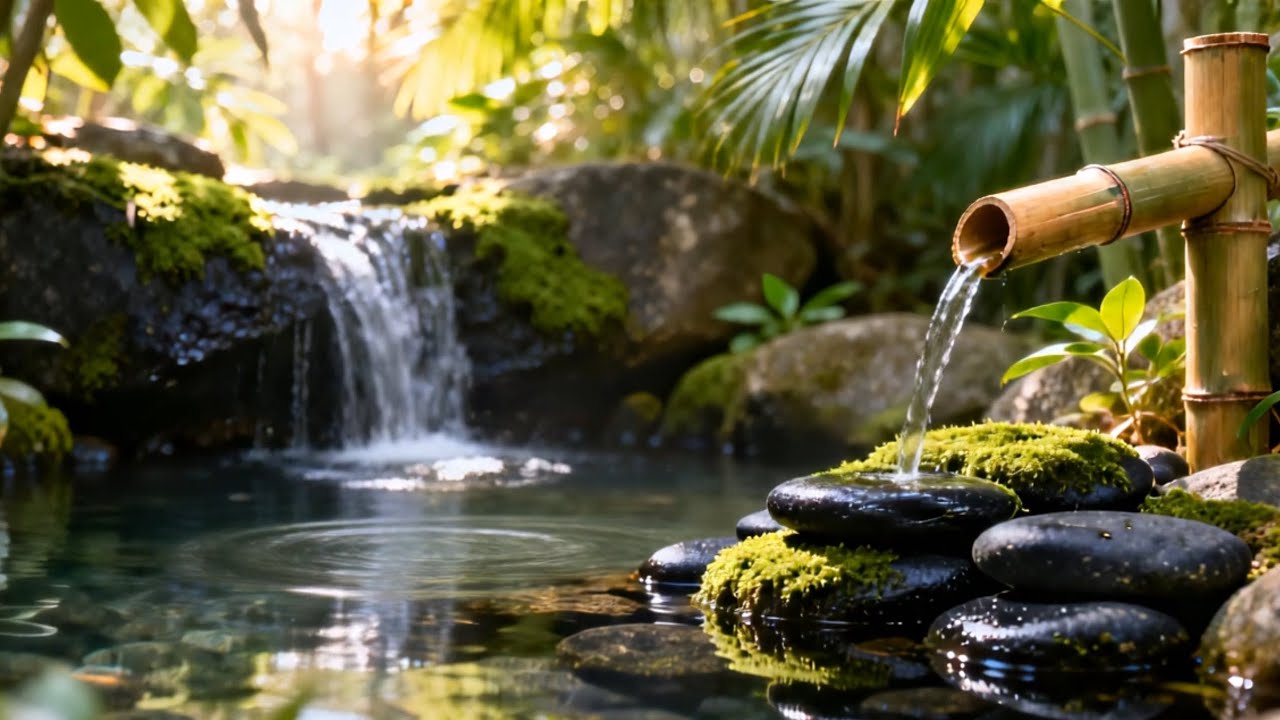 Natural Spa Escape | The Sound of Bamboo Water in a Zen Garden