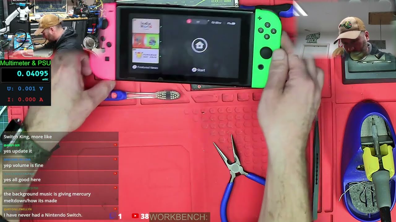 Learning Electronic Repair LIVE! Switch Modchip install