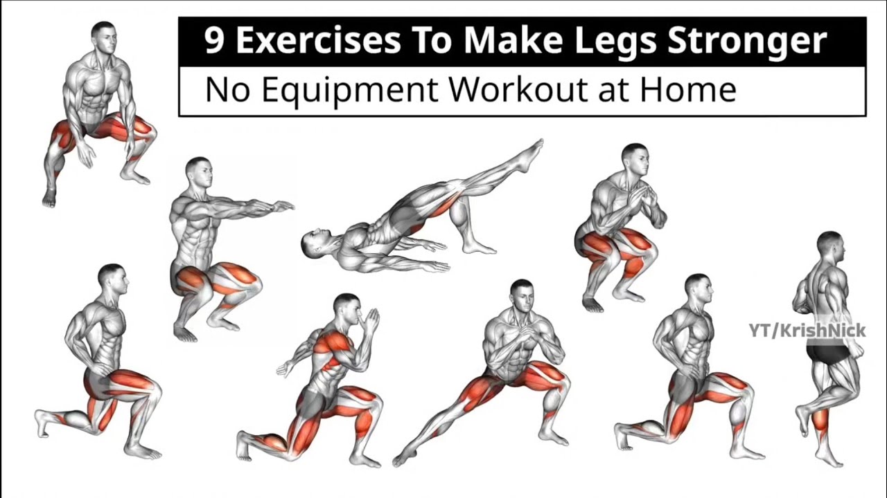 9 Exercises To Make Legs Stronger | No Equipment Workout at Home