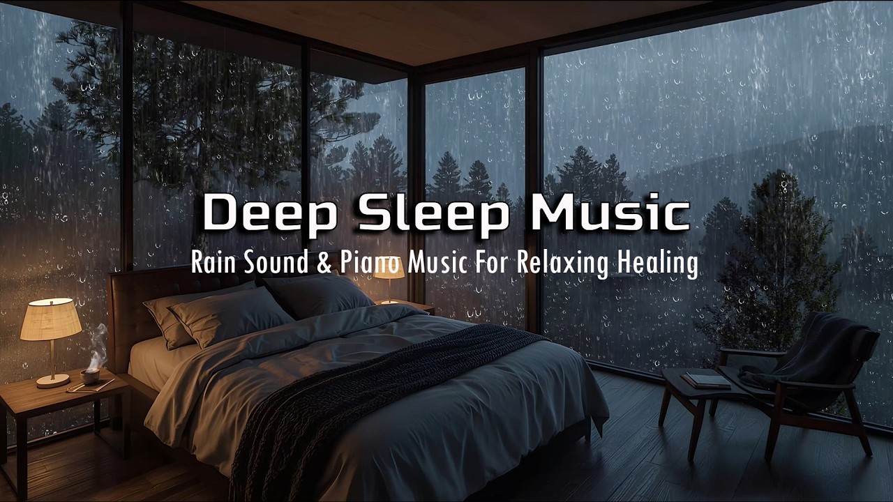 Fall Asleep Fast with Gentle Rain and Piano Music for Stress Relief and Healing