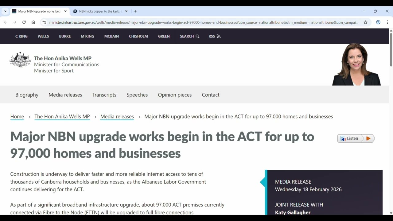 NBN - Good News - Canberra to get more FTTP