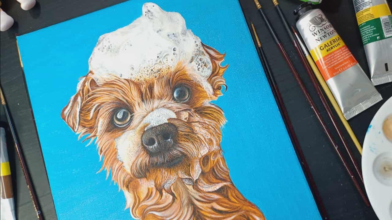 Рисование собачьего душа шаг за шагом на холсте