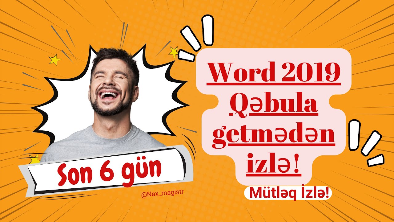 izlənməsi Vacib 42 MS WORD 2019 sualları. Əjdər Hacızadə ilə