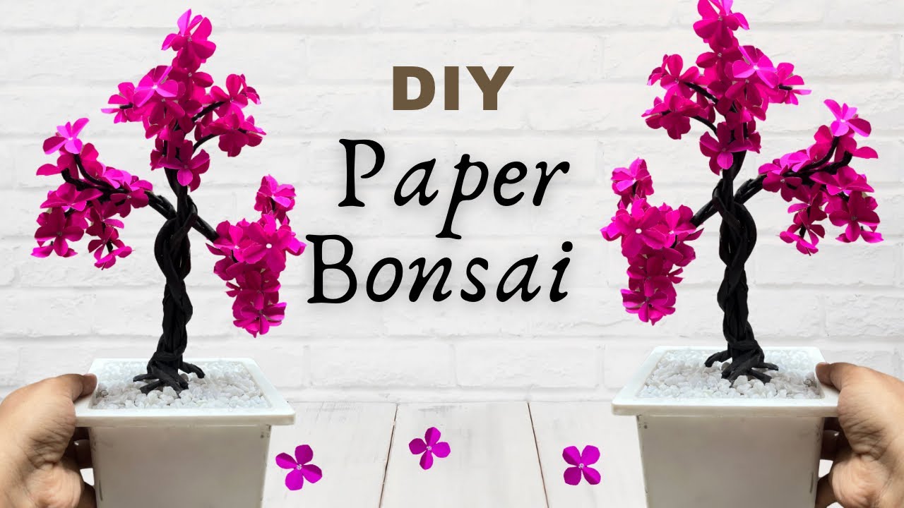 DIY Paper Bonsai Tree with Flowers: Easy Craft Tutorial || PAPER TREE 🌳 #diy #paperbonsai #craft