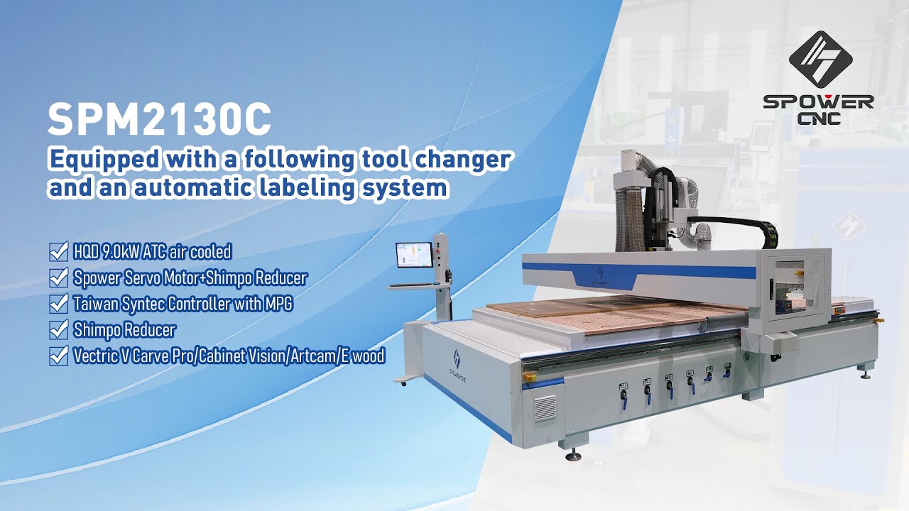 High Precision & Efficiency! spowercnc CNC with Follow-up Tool Change & Auto Marking