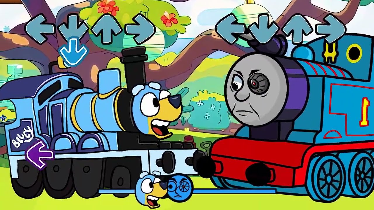 FNF NEW Bluey Engine VS OLD Thomas Railway (Can Can) Friday Night Funkin'