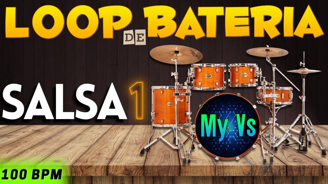 🥁 LOOP de Bateria SALSA 1 para tocar, compor e estudar  | 100 bpm ( PLayback de Bateria ) Atualizado