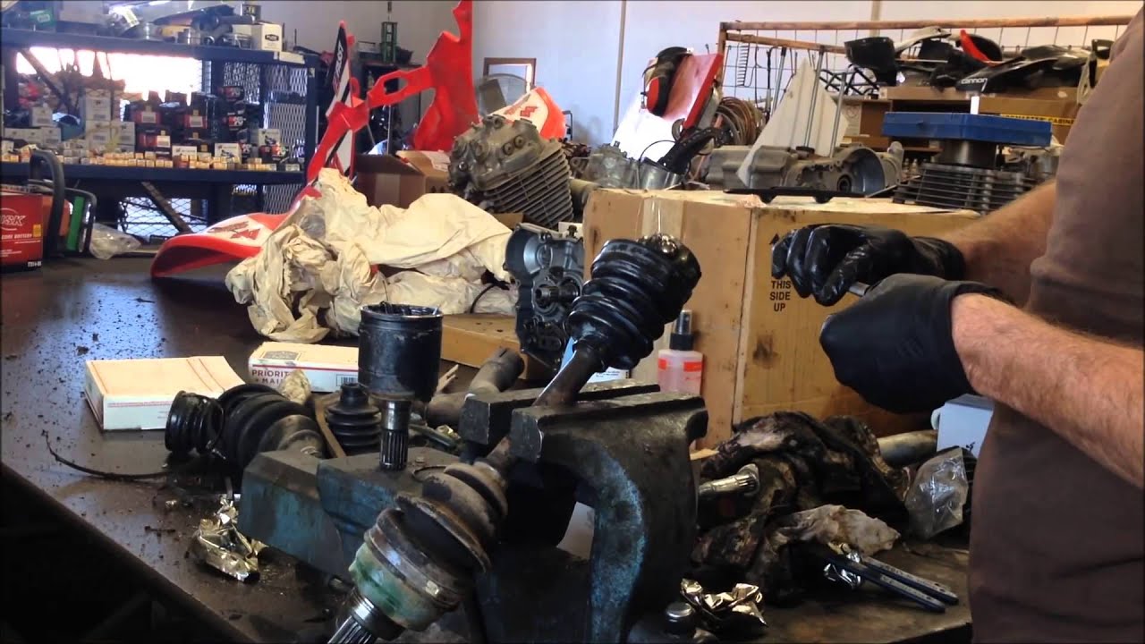 how to change a cv boot on a honda rancher 350