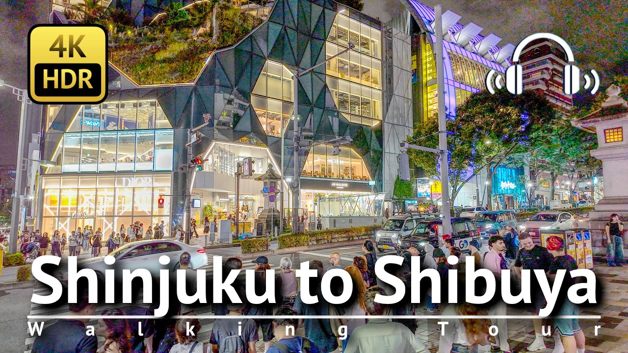Shinjuku-sanchome through Harajuku to Shibuya Scramble Crossing Walking Tour [4K/HDR/Binaural]