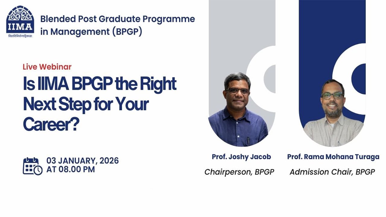Blended MBA from IIM Ahmedabad | BPGP 2026–28 for Working Professionals | Apply Now Today at IIMA !!