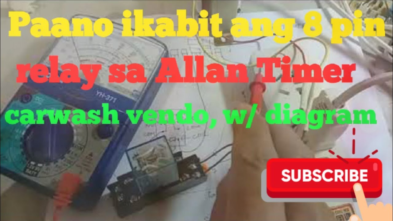 Paano ikabit ang 8 pin external relay sa Allan Timer carwash vendo, w/ diagram.