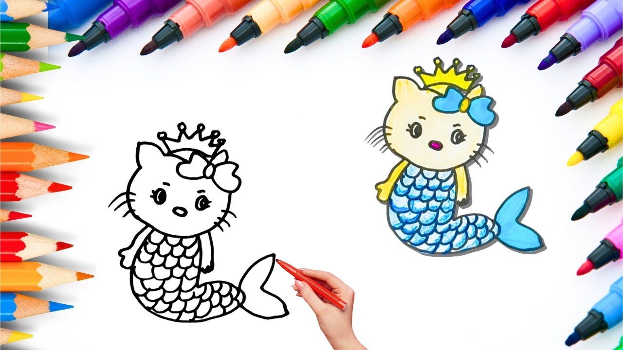 How To Draw cute Kitty Drawing, Painting & Coloring For Kids and Toddlers_🌈🎨