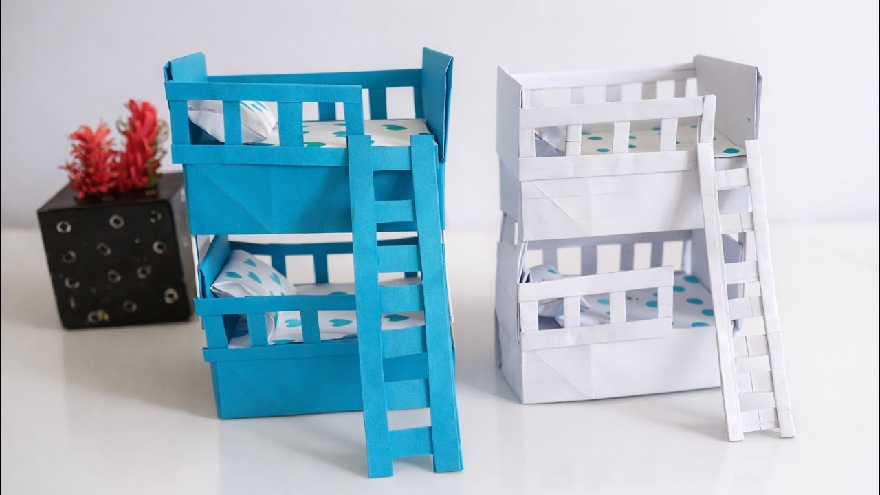 DIY MINI PEPAR BUNK BED/DIY DOLL BUNK BED#pepar craft for school #make anything for pepar 😱😱😱