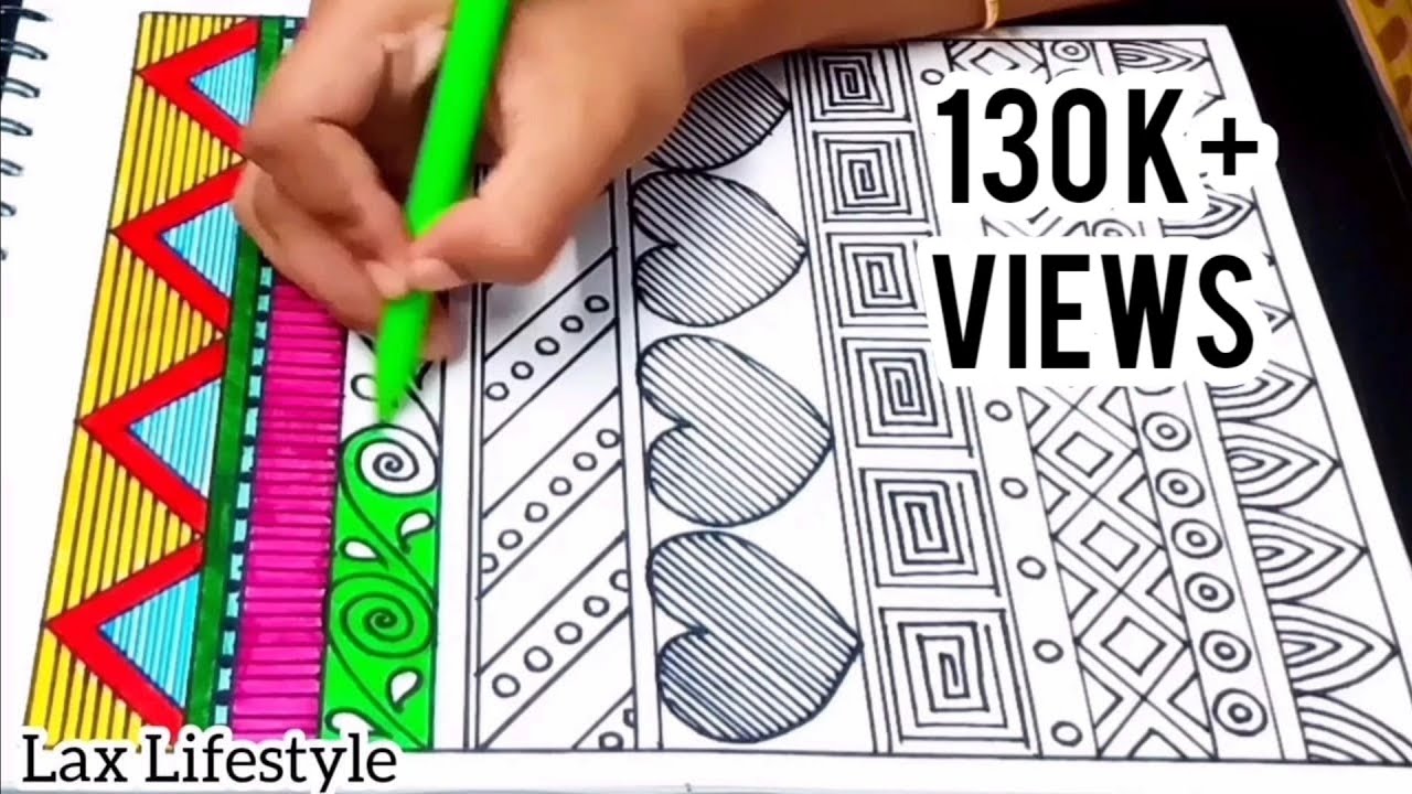 Art Therapy Series # 9 || Relaxing Pattern Drawing and Colouring || Zen Doodle Art|| Lax Lifestyle ❤