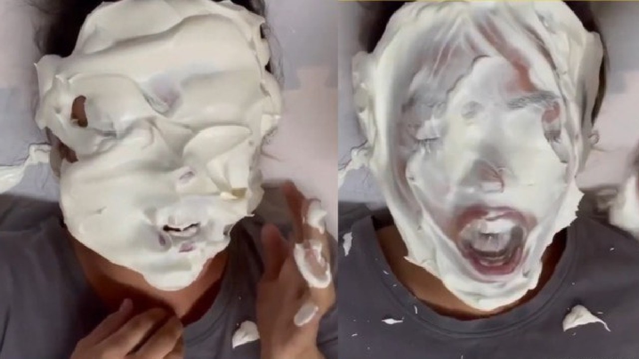 Woman Gets Plastered In Cream!!