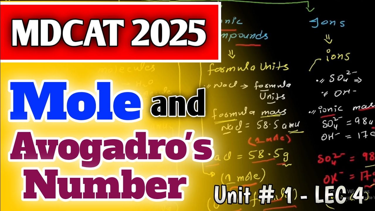 Complete Concepts of mole and Avogadro's number for MDCAT chemistry 1st year