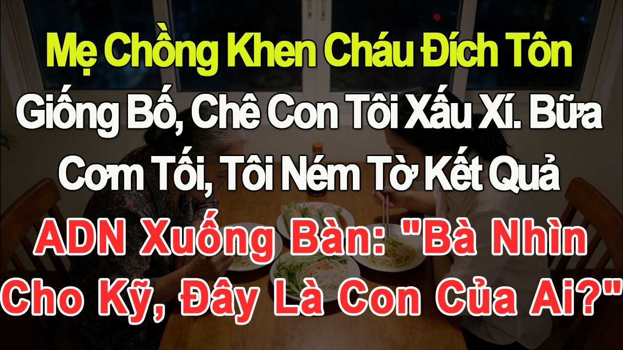 Mẹ chồng khen cháu đích tôn, chê con tôi xấu. Tôi ném tờ ADN xuống bàn: 