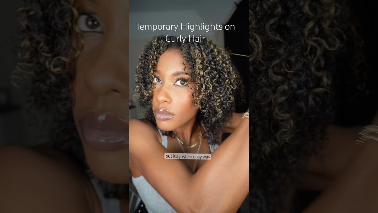 Temporary Highlights on Curly Hair💛#naturalhairlove #type4natural #curlyhairhacks #hairdye #curls