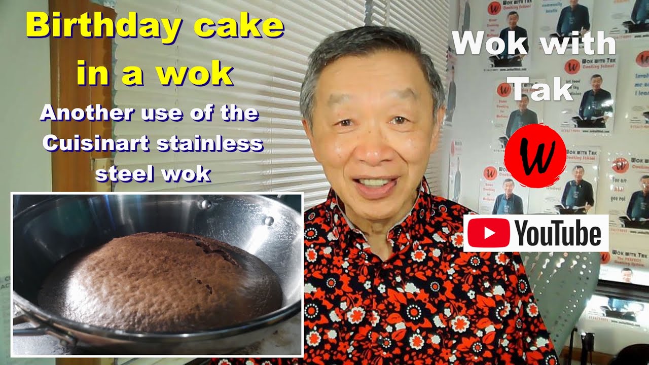Birthday cake in a wok.  Another use of the Cuisinart 14-inch stainless steel wok