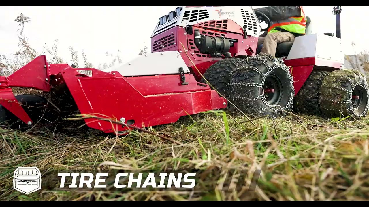 Tire Chains More Traction While Mowing