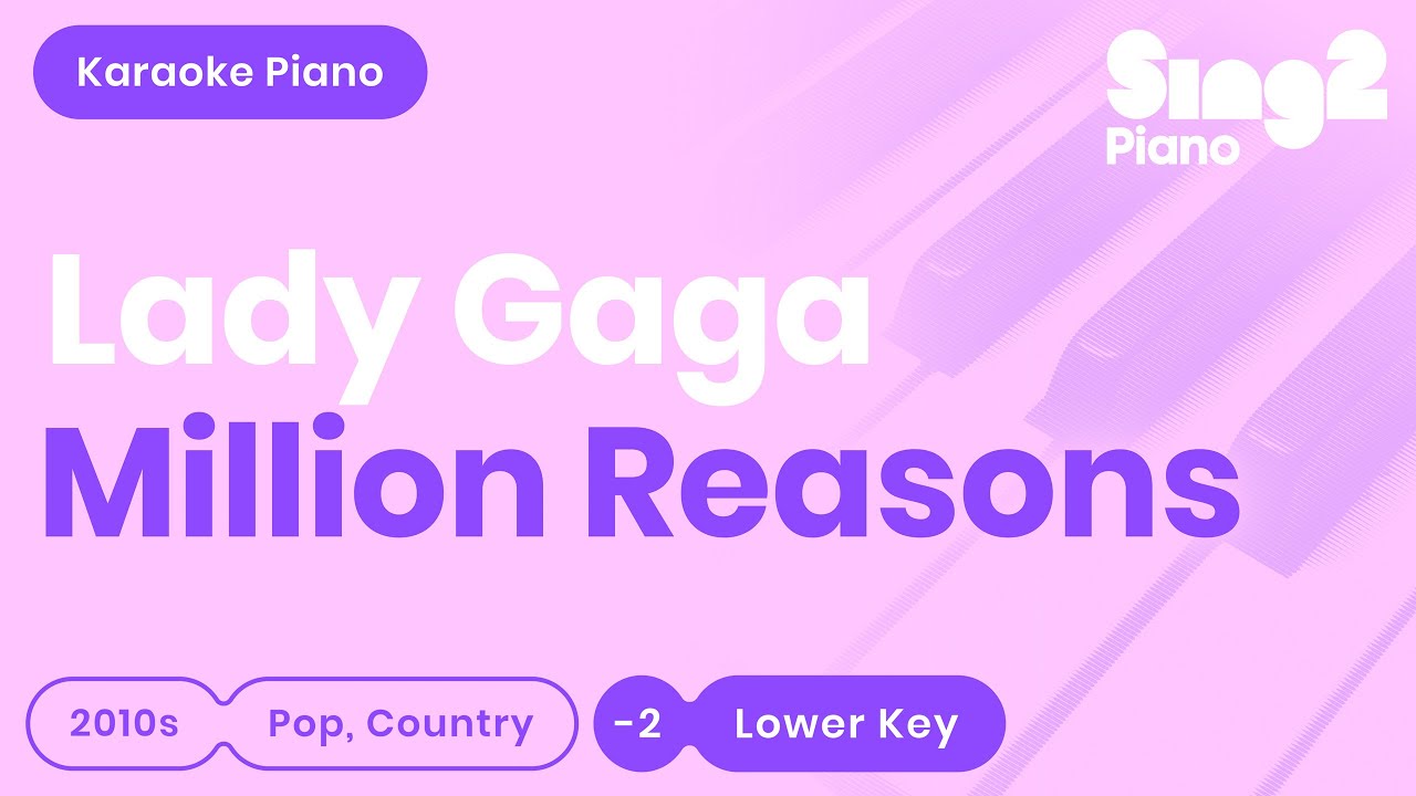 Lady Gaga - Million Reasons (Lower Key) Piano Karaoke
