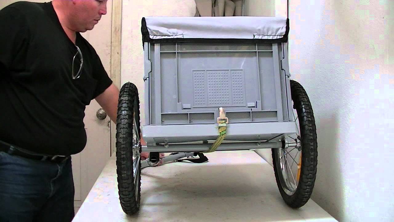 i10 Direct bicycle cargo trailer with foldable and removable plastic bin