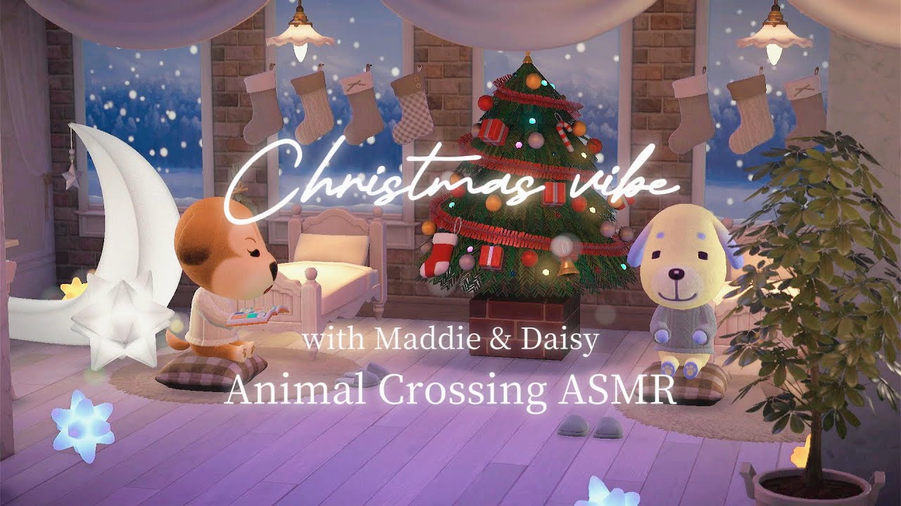 【あつ森 / ASMR】クリスマスを待つマロンとバニラの雪降る別荘🎄暖炉の音とクリスマスジャズミュージック🎧 あつ森 ASMR / 環境音