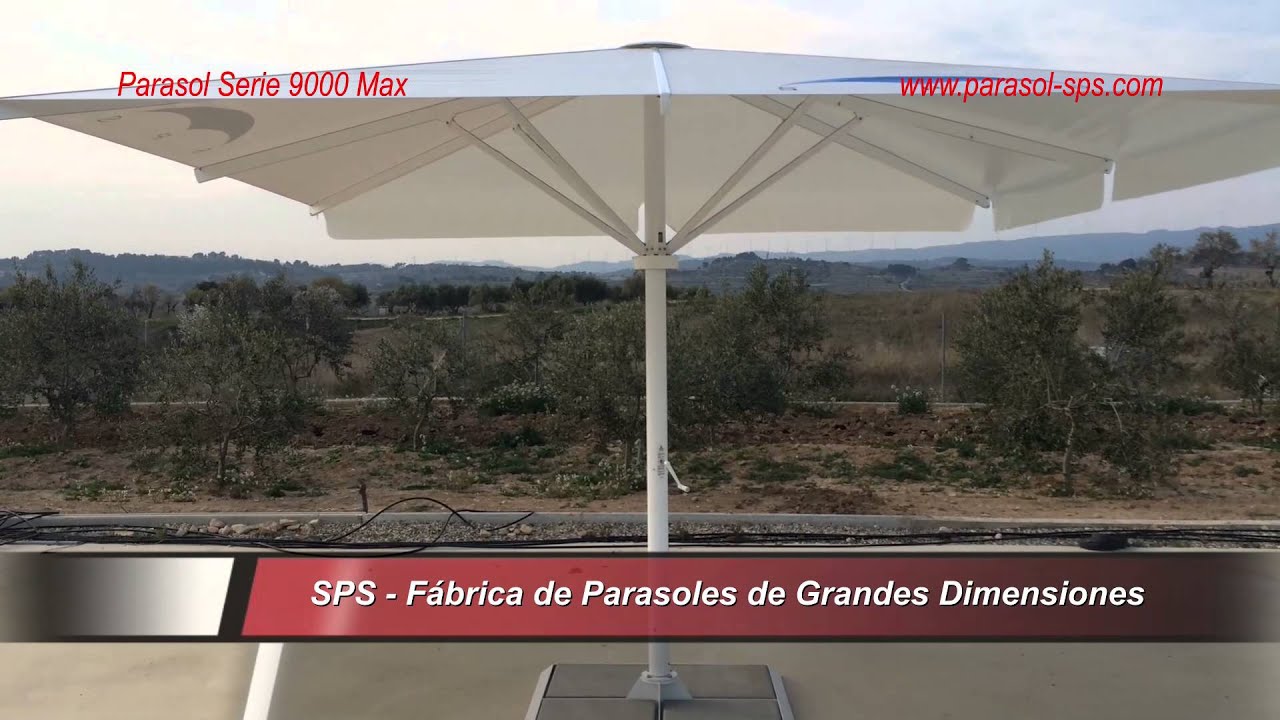 Parasol SPS Serie 9000 Max, Resistente hasta 6,0m, apertura manivela