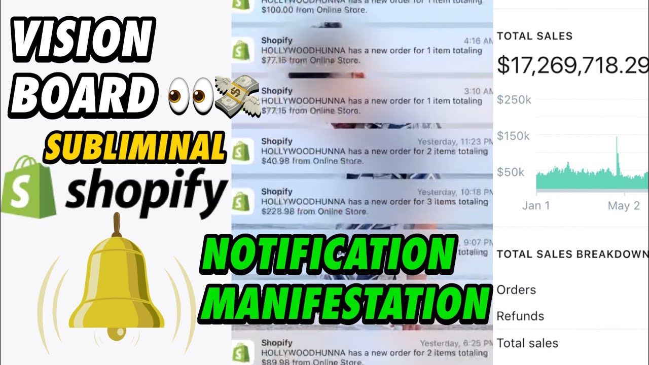 Shopify SUBLIMINALS Orders + VisionBoard & Sound Notifications ManifestHatHor