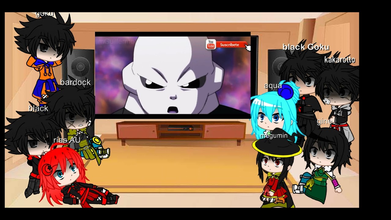 bardock y gine y unos invitados reaccionan a Goku y black y Goku vs jiren