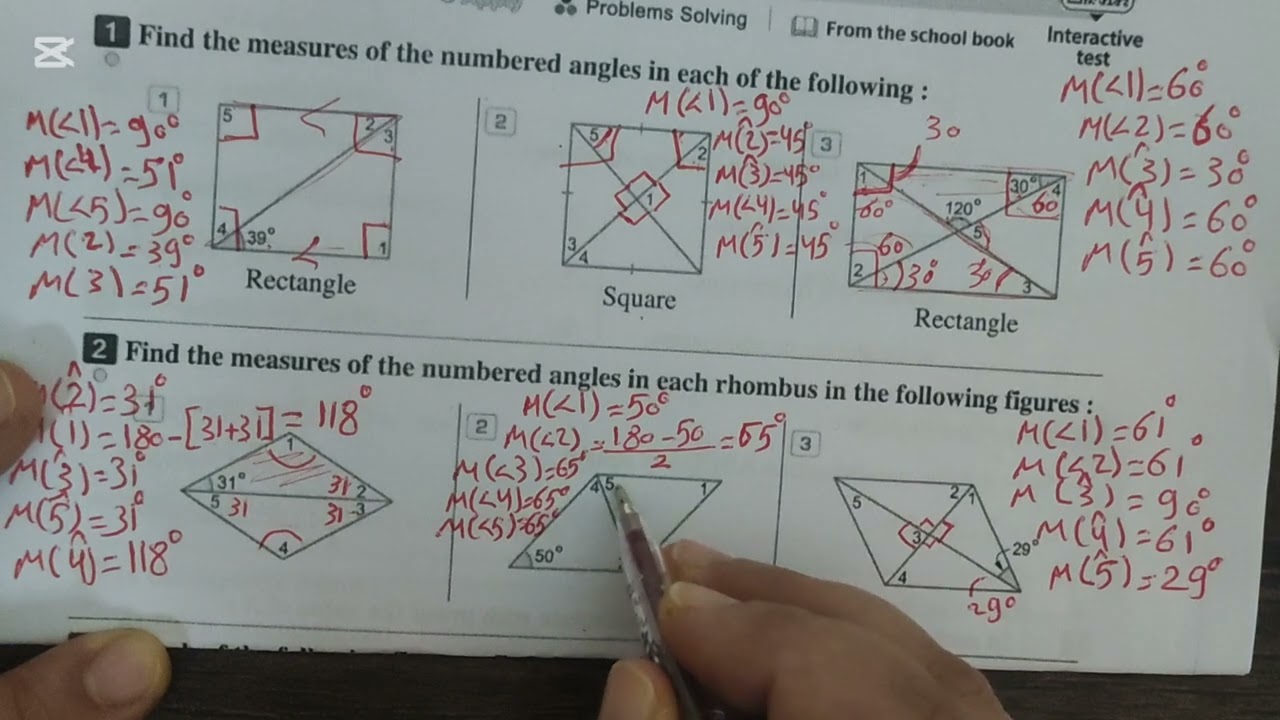 Exercise 16 continue to special Quadrilaterals El-moasser's book page 203 for prep1