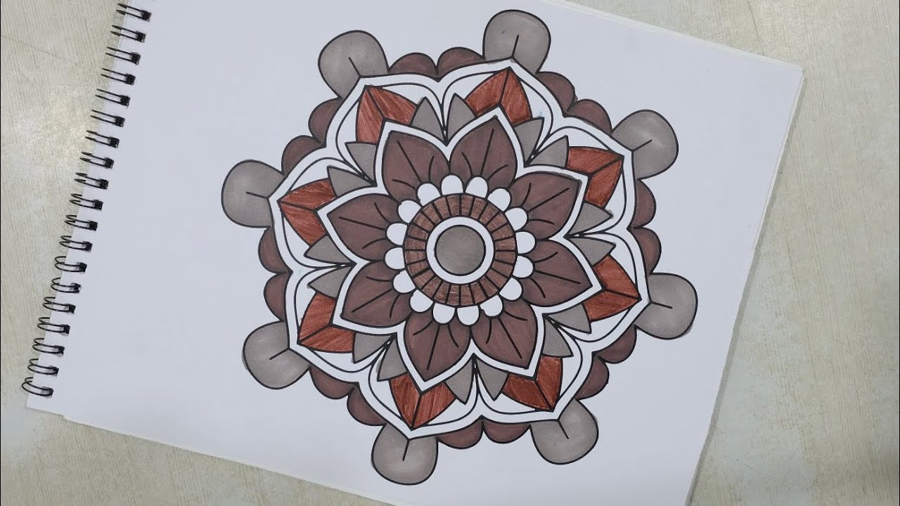 How to Color a Mandala: Relaxing Earthy Color Palette Tutorial 🤎🩶 Step-by-Step Mandala Coloring🎨