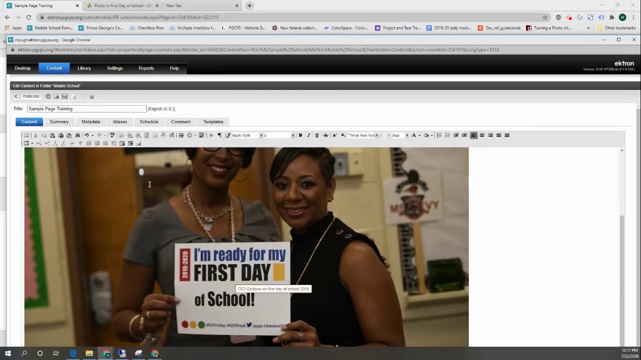 How to add an image to your Ektron school or office website